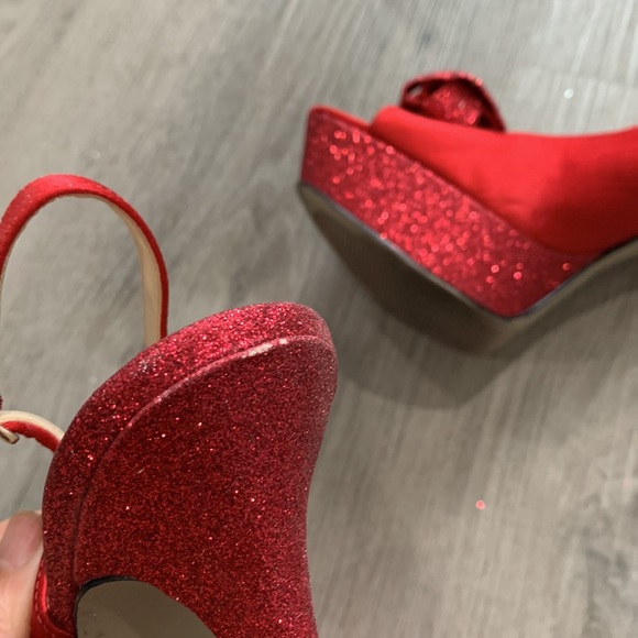 Red sparkle evening high heel shoes size 7 - Picture 16 of 16